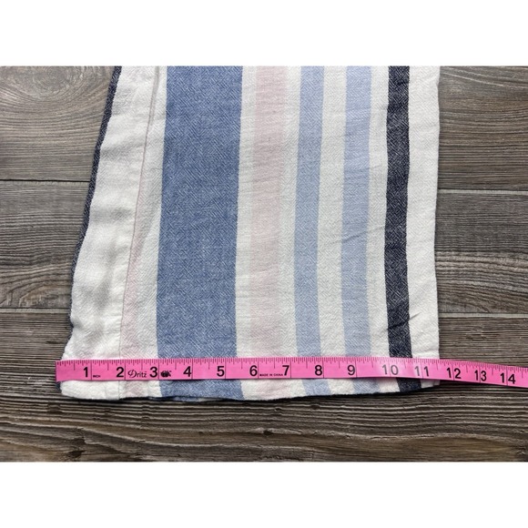 Indigo Rein Linen Blend Striped Wide Leg Pants Elastic Waist Pull-On Size L - Picture 9 of 11